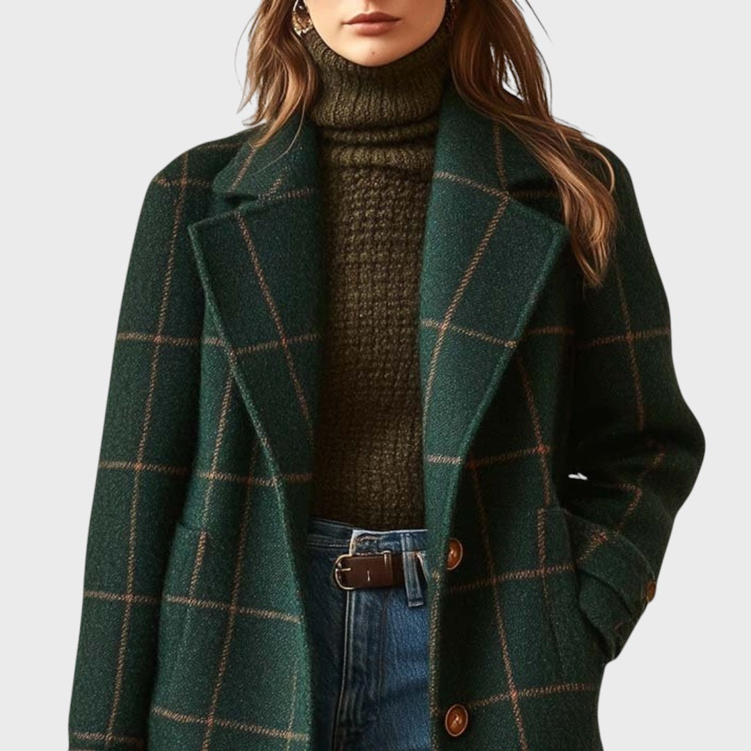 Klára | Klasický kabát s kostkovaným vzorem