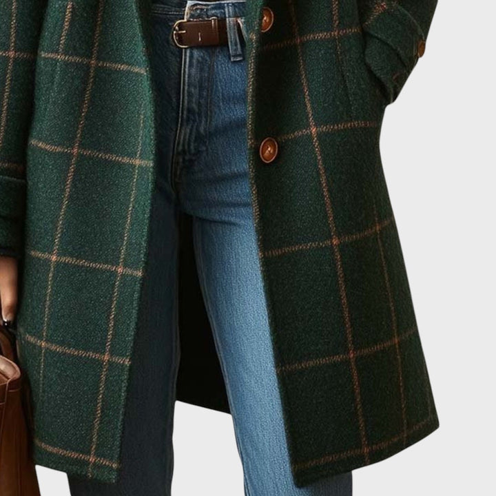 Klára | Klasický kabát s kostkovaným vzorem