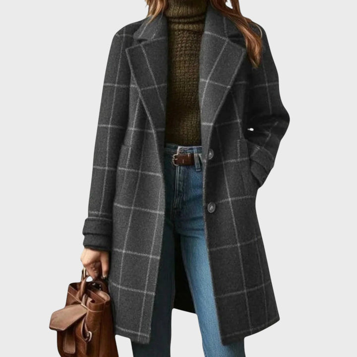 Klára | Klasický kabát s kostkovaným vzorem