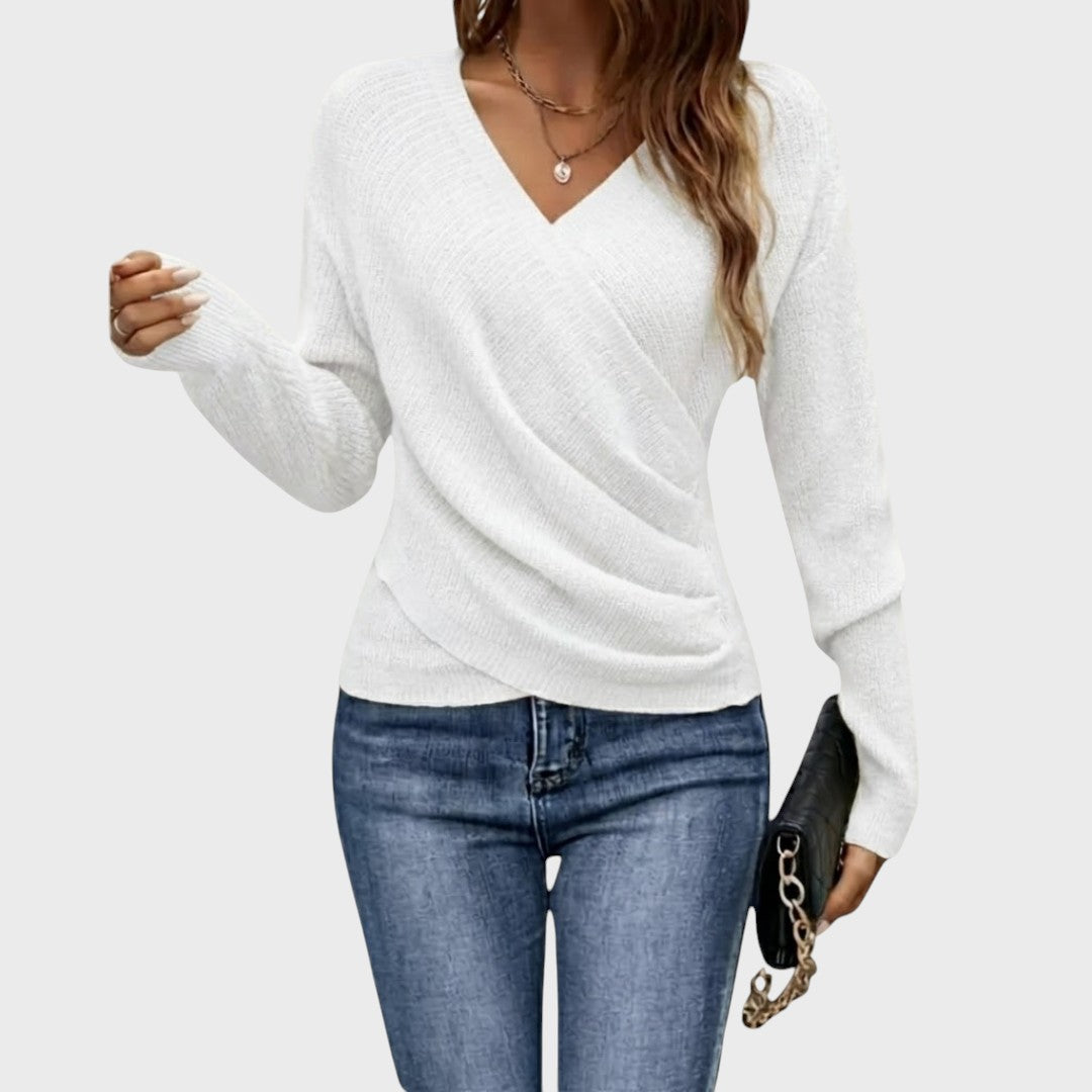 Sofie | Strukturovaný svetr se zavinovacím výstřihem