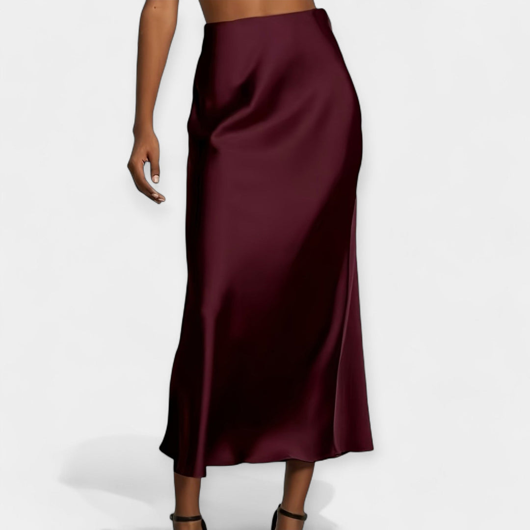 Věnceslava Elegantní Saténová Midi Sukně Univerzálnost