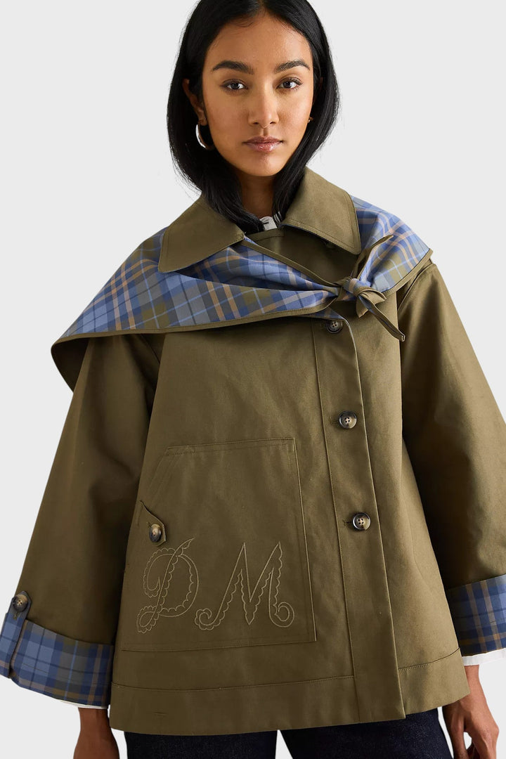 Beatrix | Bavlněná pelerínová bunda s kostkou