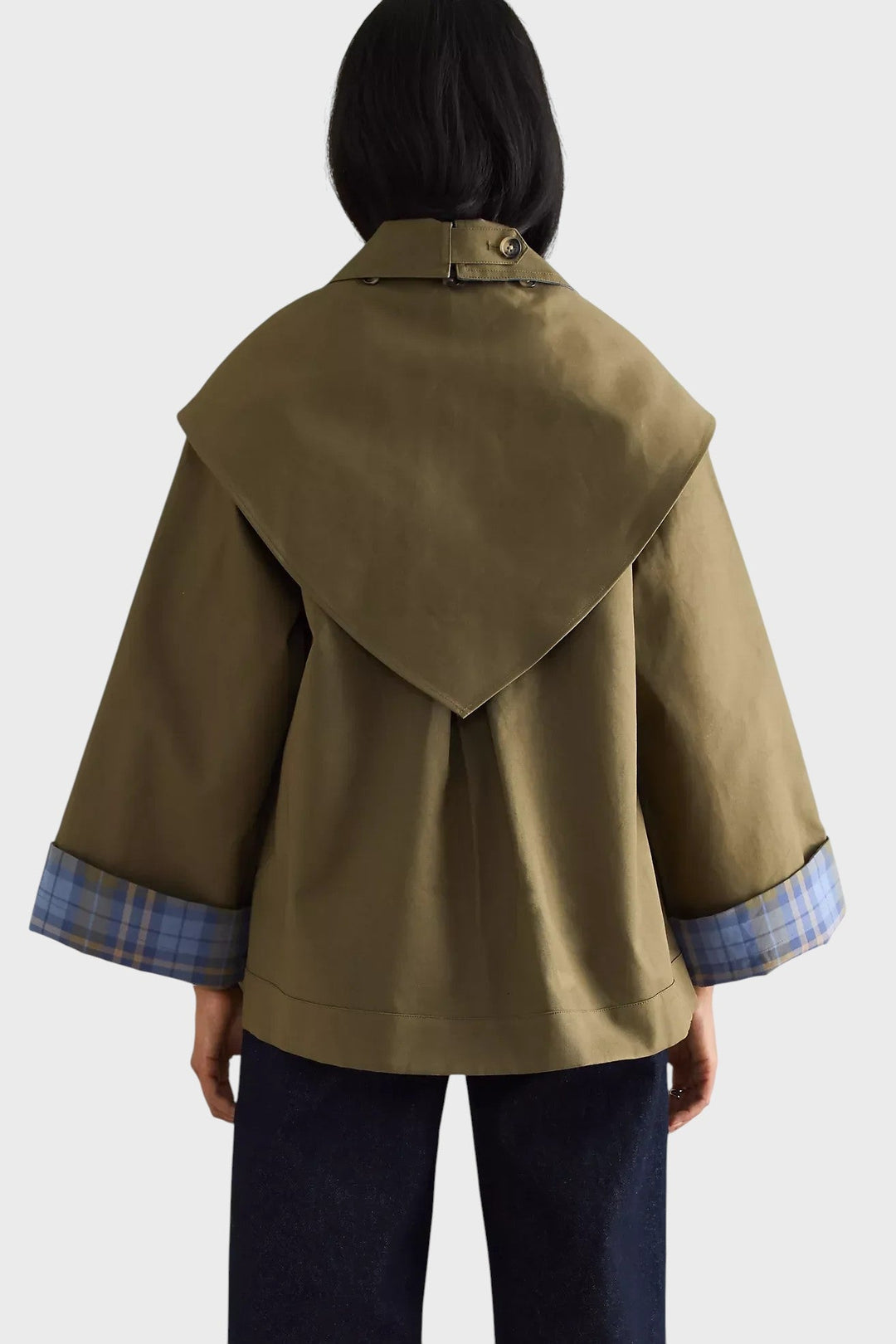 Beatrix | Bavlněná pelerínová bunda s kostkou