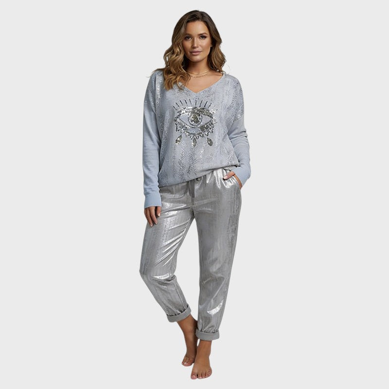 Mira | Třpytivý svetr s motivem oka