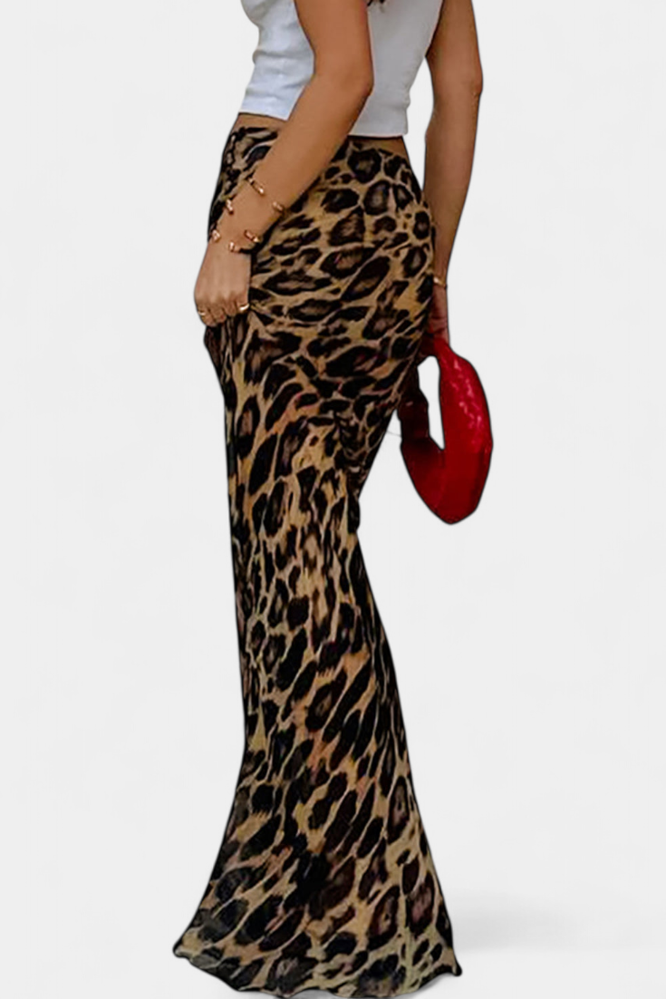 Elena | Maxi úzká sukně s leopardím potiskem