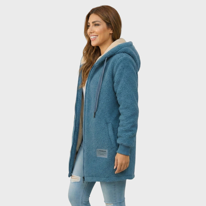 Lisa | Dlouhá plyšová bunda s kapucí