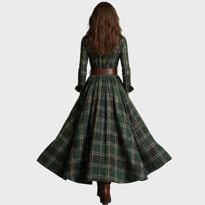 Scarlett | Dlouhé košilové šaty s kostkovaným vzorem