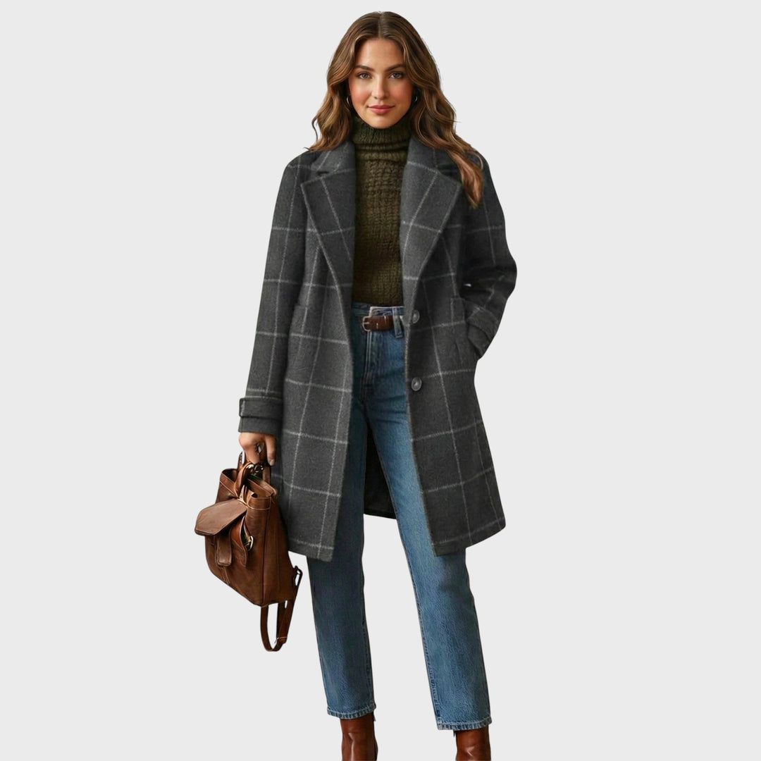 Klára | Klasický kabát s kostkovaným vzorem