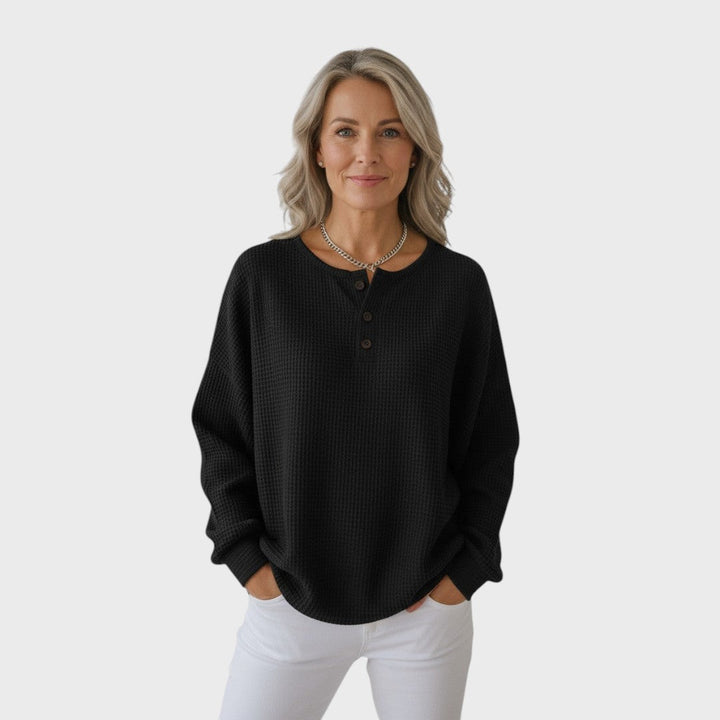 Helle | Vaflový úpletový svetr s knoflíky