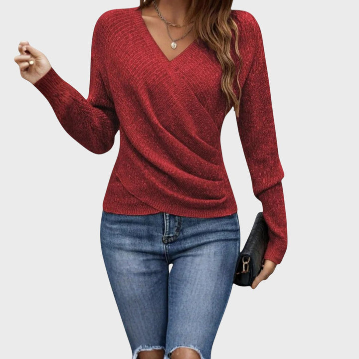 Sofie | Strukturovaný svetr se zavinovacím výstřihem