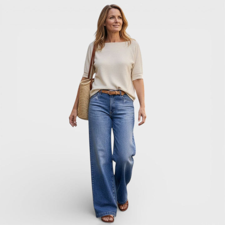 Mojmíra | Dámské vintage vysoké džíny s širokými nohavicemi