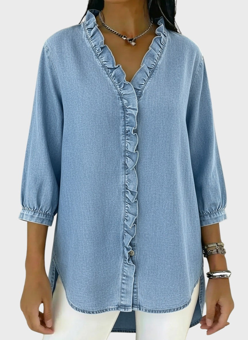 Diana | Džínová tunika s volánky