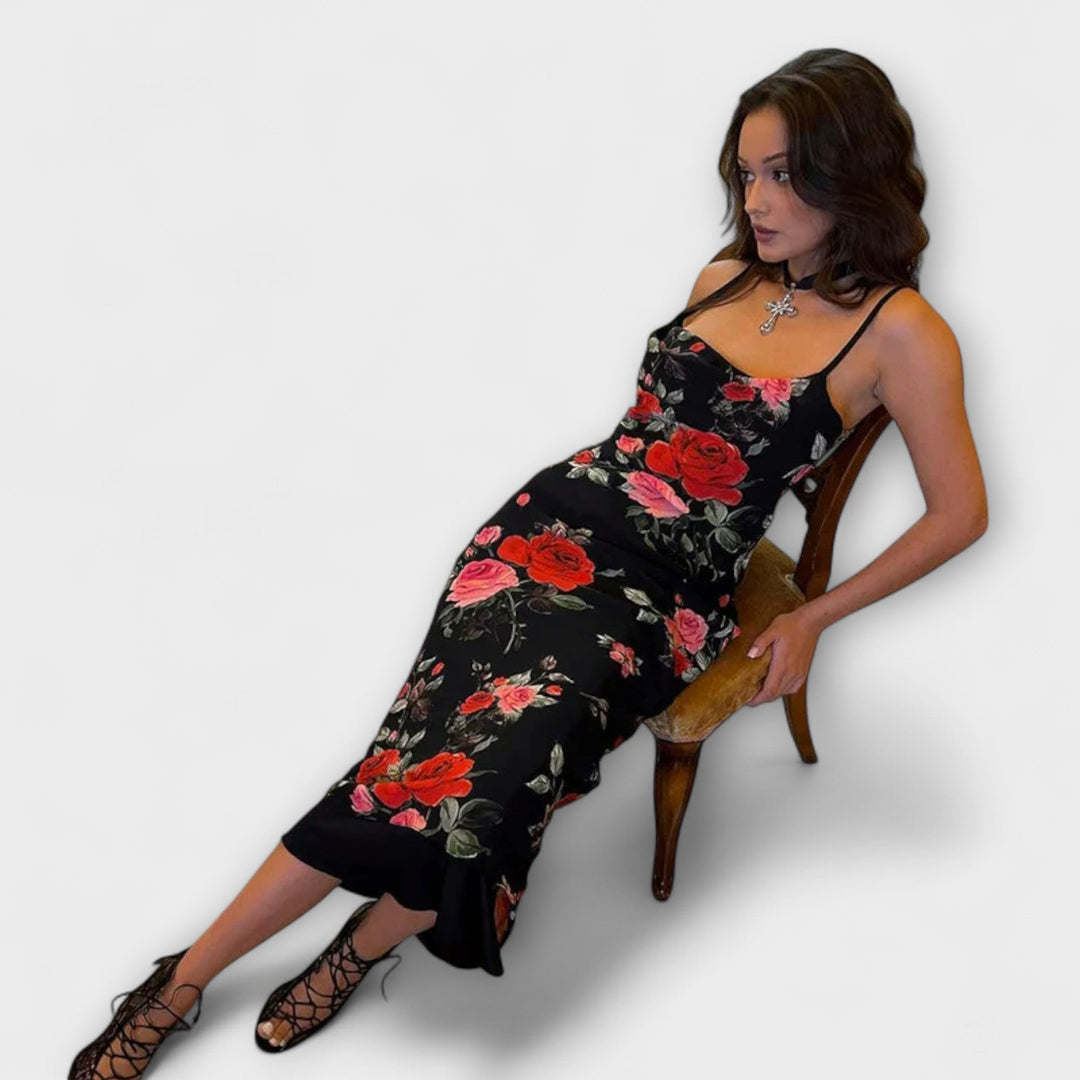 Šaty bodycon s květinovým vzorem a ramínky