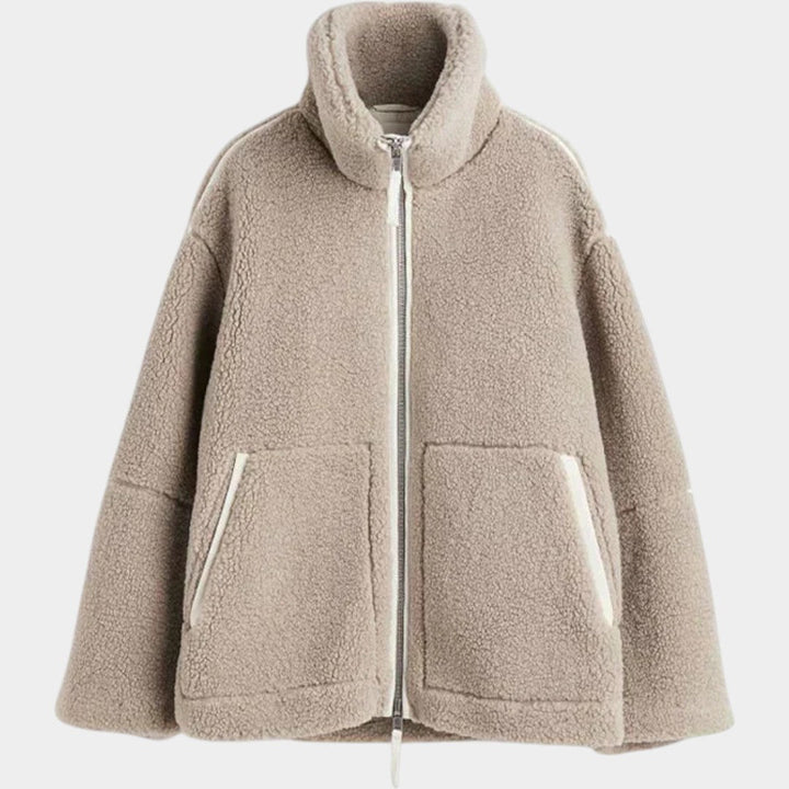 Petra – dámský oversized teddy kabát se zipem