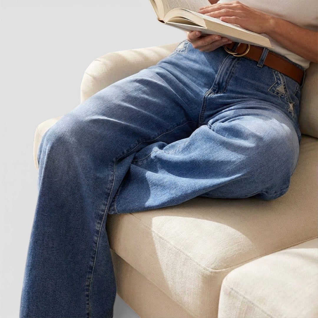 Mojmíra | Dámské vintage vysoké džíny s širokými nohavicemi