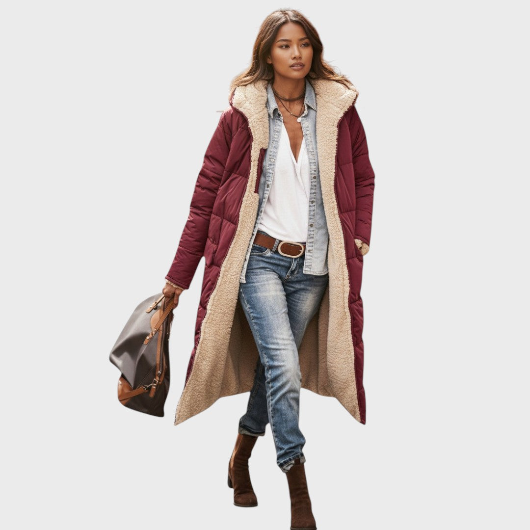 Kora - Hřejivý kabát s kožešinovou podšívkou